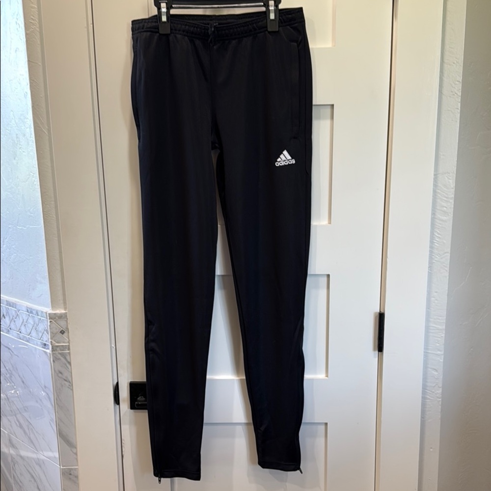 Adidas Climalite Black Sweatpants Tapered Fit Zip ankles